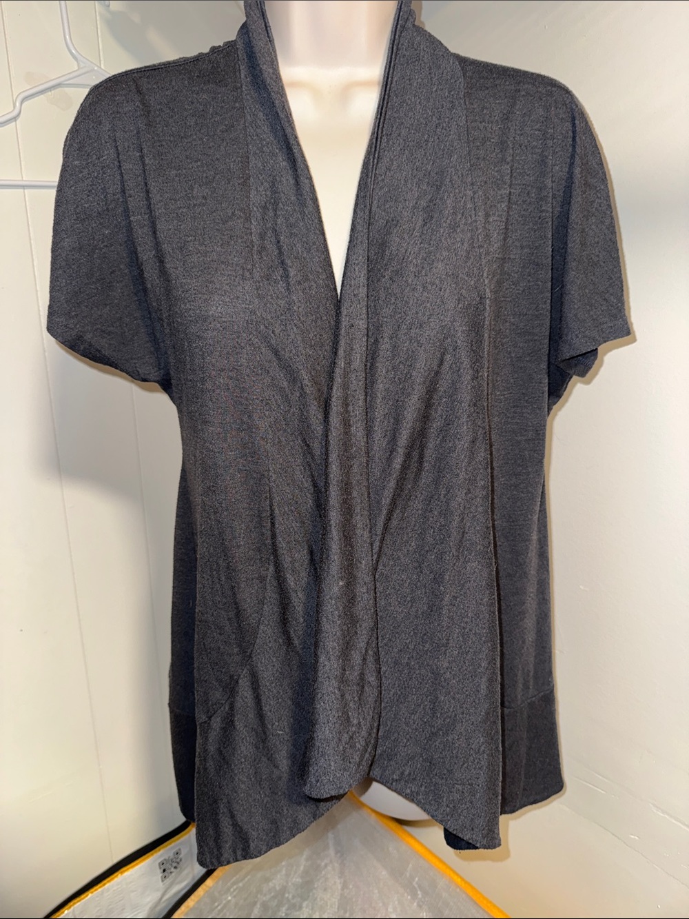 Charlotte Russe Dark Gray Open Front Short Sleeve Cardigan